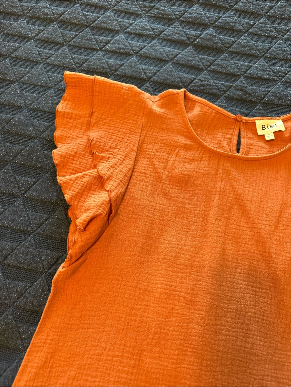 BiBi Rustic Orange Ruffle Sleeve Blouse - Picture 5 of 9